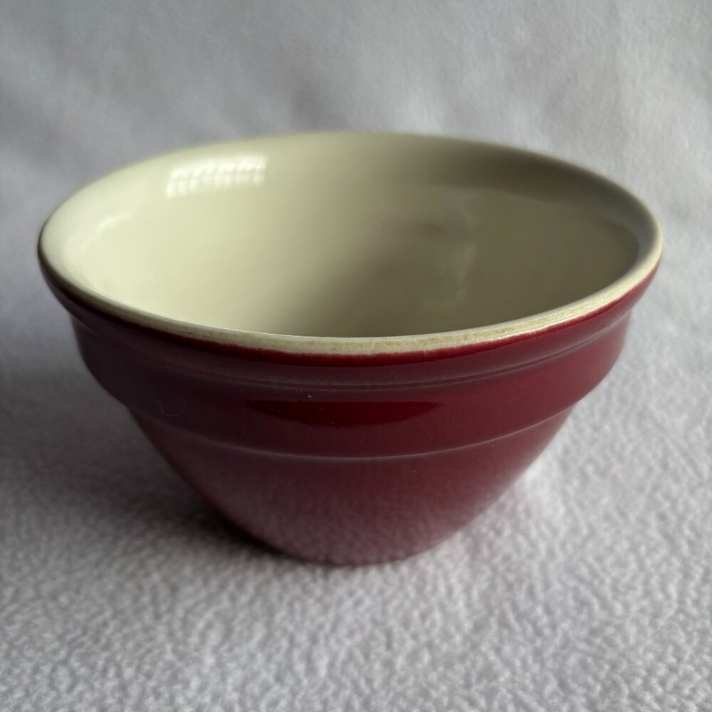 1940s Hall 1093 Burgundy Mixing Bowl 6" Diameter 4" Tall - Picture 2 of 5